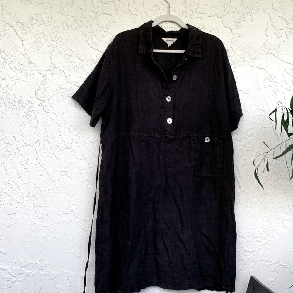 NWOT Summer linen vintage shell buttons midi dress